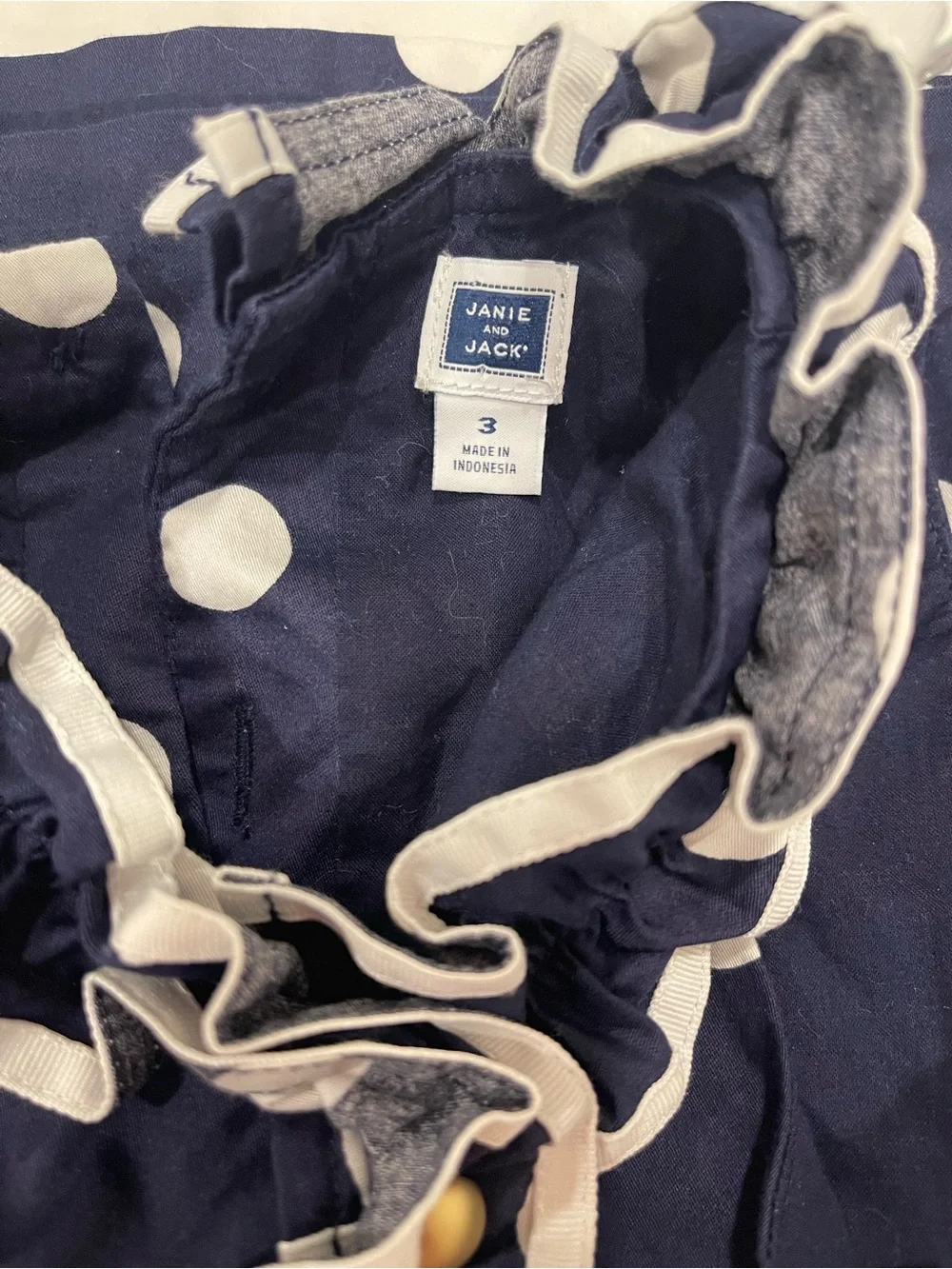 Janie and Jack navy/white polka dot dress - 3